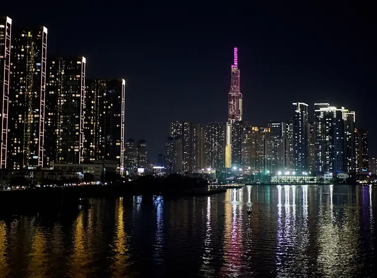 Ho Chi Minh City skyline with Bitexco tower at dusk